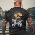 Cute Teddy Bear Playing Electric Guitar T-Shirt mit Rückendruck Geschenke für alte Männer