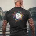 Cuteolleyball Ball Watercolor Colorful Paint Splash T-Shirt mit Rückendruck Geschenke für alte Männer