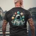 Divertido Astronauta Espacial Malabares Planetas Sistema Solar Niños Camiseta Hombre Estampado Espalda Regalos para ancianos