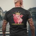 Divertido Cerdo Con Corona Para Los Amantes Del Reino Y Los Cerditos Camiseta Hombre Estampado Espalda Regalos para ancianos