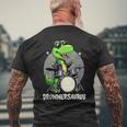 Drummer Boy Musician Drummersaurus Dinosaur T-Shirt mit Rückendruck Geschenke für alte Männer