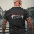 Düsseldorf Skyline Heartbeat Heart I Love Düsseldorfer T-Shirt mit Rückendruck Geschenke für alte Männer