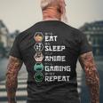 Eat Sleep Anime Gaming Repeat Camiseta Hombre Estampado Espalda Regalos para ancianos