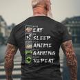 Eat Sleep Anime Gaming Repeat Japan Kawaii Manga Anime Men's T-shirt Back Print Gifts for Old Men