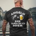 Fisch&Bier Darum Bin Ich Hier Angler T-Shirt mit Rückendruck Geschenke für alte Männer