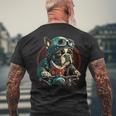 French Bulldog Cool Biker Motorcycle Riding Frenchie T-Shirt mit Rückendruck Geschenke für alte Männer