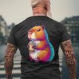 Capybara Bubble Tea Animal Lover Rodent T-Shirt mit Rückendruck Geschenke für alte Männer