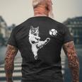 Cat Soccer Ball Graphic Men's T-shirt Back Print Gifts for Old Men