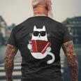 Cat Sunglasses Accordionist Accordion Musician T-Shirt mit Rückendruck Geschenke für alte Männer