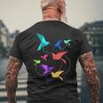 Origami Birds Pleated Kirigami Paper Crane Bird T-Shirt mit Rückendruck Geschenke für alte Männer