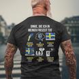 Saying Dinge Die Ich In Der Freizeit Tue Sweden T-Shirt mit Rückendruck Geschenke für alte Männer