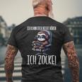 Gaming Ich Kann Dich Nicht Hören Ich Zocke Faultier T-Shirt mit Rückendruck Geschenke für alte Männer