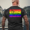 Gay Lion Pride Flag Rainbow Queer Lion Men's Back Print T-Shirt Gifts for Old Men