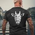 Giraffe Face Tshirt & Giraffe Sketch Animal Art Men's Back Print T-Shirt Gifts for Old Men