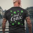 Good Craic Fun Irish Slang Shamrocks St Patricks Day Clovers Men's Back Print T-Shirt Gifts for Old Men