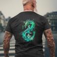 Green Flying Japanese Dragon With Kanji Lettering T-Shirt mit Rückendruck Geschenke für alte Männer