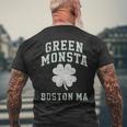 The Green Monsta Boston Irish Pride Distressed Clover Men's Back Print T-Shirt Gifts for Old Men