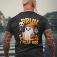 Halloween Bruh Ghost Boo Skull Pumpkin Trick Or Treat Candy Men's Back Print T-Shirt Gifts for Old Men