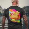 Hamburger Cheeseburger Burger Fritten Pommes Frites T-Shirt mit Rückendruck Geschenke für alte Männer