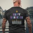 Happy Hanukkah Distressed Hanukkah T-Shirt mit Rückendruck Geschenke für alte Männer