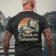 Ich Arbeite Am Computer Cat Kitty Kitten Cat Meme T-Shirt mit Rückendruck Geschenke für alte Männer