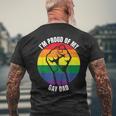 I'm Proud Of My Gay Dad Gay Papa Queer Daddy Pride Men's Back Print T-Shirt Gifts for Old Men