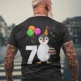 Kids Penguin Birthday 7 Penguin 7th Birthday Outfit Penguin Party Men's Back Print T-Shirt Gifts for Old Men