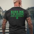 Kiss Me I'm Irish Or Drunk Shamrock Drinking Beer Men's T-shirt Back Print Gifts for Old Men