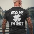 Kiss Me I'm IRizz Irish Rizz Lucky Saint Patricks Day Clover Premium Men's Back Print T-Shirt Gifts for Old Men
