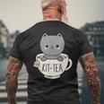 Kit-Tea Cute Kitten In Tea Cup Cat Lover Cat Pun Men's Back Print T-Shirt Gifts for Old Men