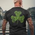 Lacrosse Shamrock Clover St Patricks Day Player Coach Men's Back Print T-Shirt Gifts for Old Men