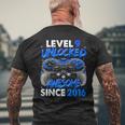 Level 9 Unlocked Awesome Since 2016 9Th Birthday Gaming Men's T-shirt Back Print Gifts for Old Men
