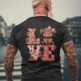 Love Highland Cow Cute Moo Cow Lover Valentines Day Men's T-shirt Back Print Gifts for Old Men