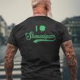 I Love Shenanigans Mixed Clover Shamrock StPatrick's Men's Back Print T-Shirt Gifts for Old Men