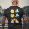 Lustige Tanzende Sonne Wolke Regenbogen Natur Regen Sommer T-Shirt mit Rückendruck Geschenke für alte Männer