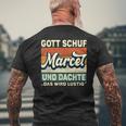 Marcel Name Saying Gott Schuf Marcel T-Shirt mit Rückendruck Geschenke für alte Männer