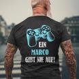 A Marco Gibt Never Up Personalised Gamer T-Shirt mit Rückendruck Geschenke für alte Männer