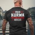 Mein Kurwa Kommton Ganzem Herz Polen Kurwa T-Shirt mit Rückendruck Geschenke für alte Männer