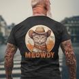 Meowdy Cat Meow Cowboy Hat Country Music Texas T-Shirt mit Rückendruck Geschenke für alte Männer