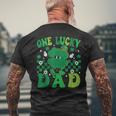 One Lucky Dad Father Irish Clovers St Patrick's Day Men's T-shirt Back Print Gifts for Old Men