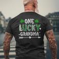 One Lucky Grandma St Patricks Day Shamrock Lucky Clover Men's Back Print T-Shirt Gifts for Old Men
