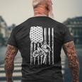 Patriotic Dirt Biking American Flag Rider Motocross Riding Men's Back Print T-Shirt Gifts for Old Men