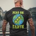 Peas On Earth Pun Peace World Globe Earth Day Men's Back Print T-Shirt Gifts for Old Men