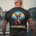 Platzhirsch Beim Wandern Berge T-Shirt mit Rückendruck Geschenke für alte Männer