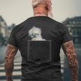 Pocket Silkie Chicken Lover Shirt Cute Flock Men's Back Print T-Shirt Gifts for Old Men