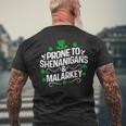 Prone To Shenanigans & Malarkey St Patrick's Day Proud Irish Men's T-shirt Back Print Gifts for Old Men