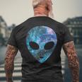 Psychedelic Alien Head Cosmic Galaxy Trippy Outer Space T-Shirt mit Rückendruck Geschenke für alte Männer