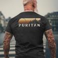 Puritan CO Vintage Evergreen Sunset Eighties Retro Men's Back Print T-Shirt Gifts for Old Men