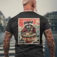 Raccoon Eating Ramen Japanese Noodles Racoon Anime Men's T-shirt Back Print Gifts for Old Men