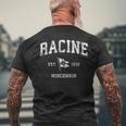Racine Wiintage Nautique Bateau Ancre Drapeau Sport T-shirt imprimé au dos Cadeaux pour les vieillards
